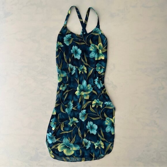 Dresses & Skirts - California Dynasty Vintage Silky Vibrant Blue Floral Midi Dress